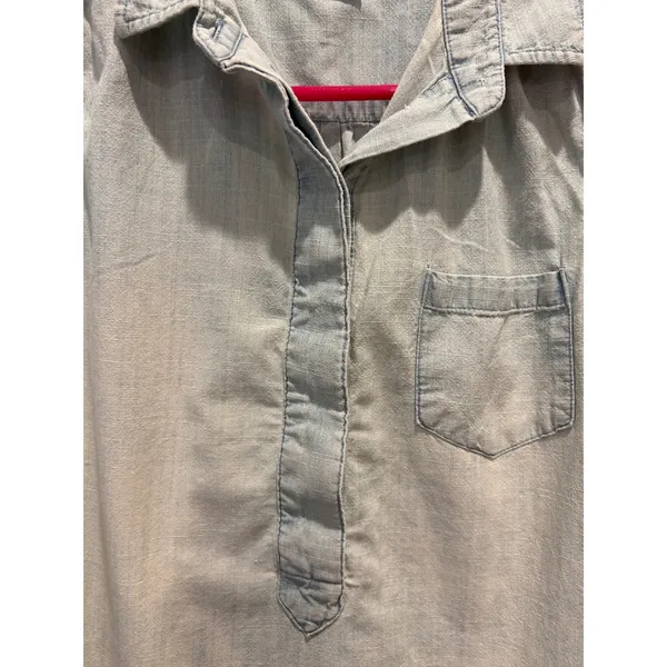 J.Crew Womens Sleeveless Chambray Popover Shirt Light Wash Blue‎ Cotton 14 Denim - Image 4