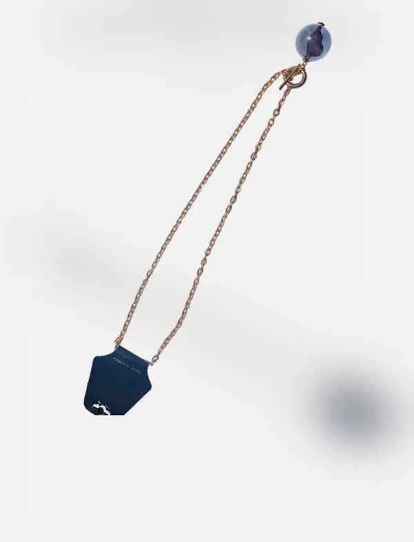 💜 Vintage Korea Stomach Organ Acrylic Sphere Pendant 24” Gold Tone Metal Chain Necklace 💜 - Image 6