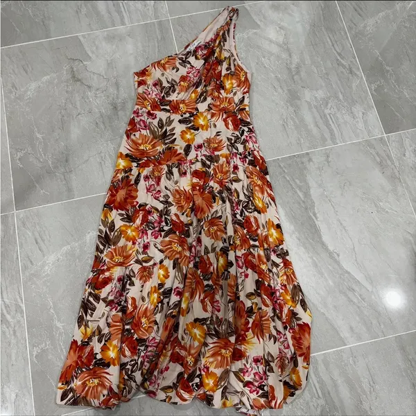Petal & Pup Women’s Marietta Dress Size 10 Orange Floral - Image 2