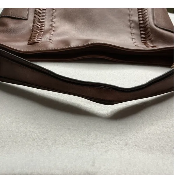 Alyssa Vegan Leather Satchel Shoulder Bag Mauve - Image 5