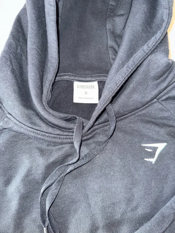 Gymshark Black Cropped Hoodie Medium - Image 2