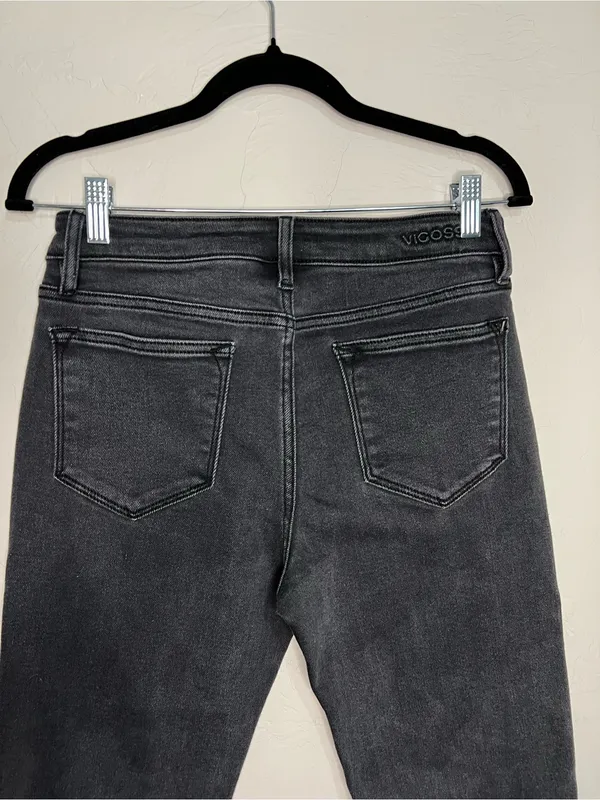 Vigoss Marley Crop Boot Washed Black Raw Hem‎ Stretch Jeans - Image 7