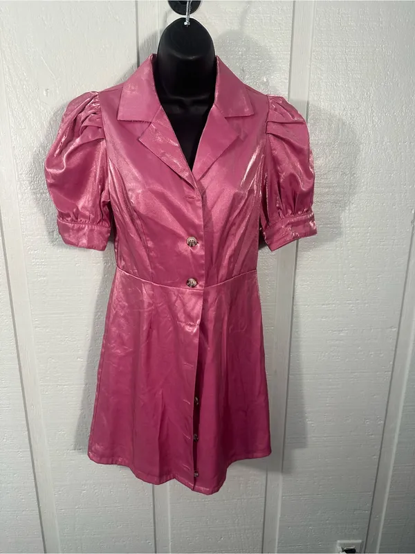 Fate Pink Puff Sleeve Dress Size Small EUC - Image 2