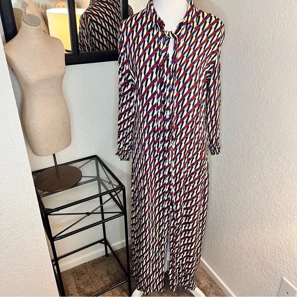 ZARA Geometric Print Midi Dress Multicolored Size Medium‎ - Image 6