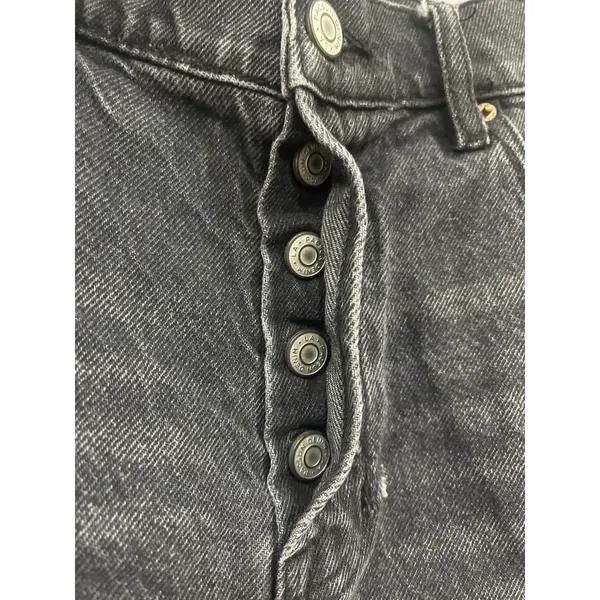 Pac Sun High Rise Icon Short Hyper Distressed Shorts 26 Button Fly Black Vintage - Image 2