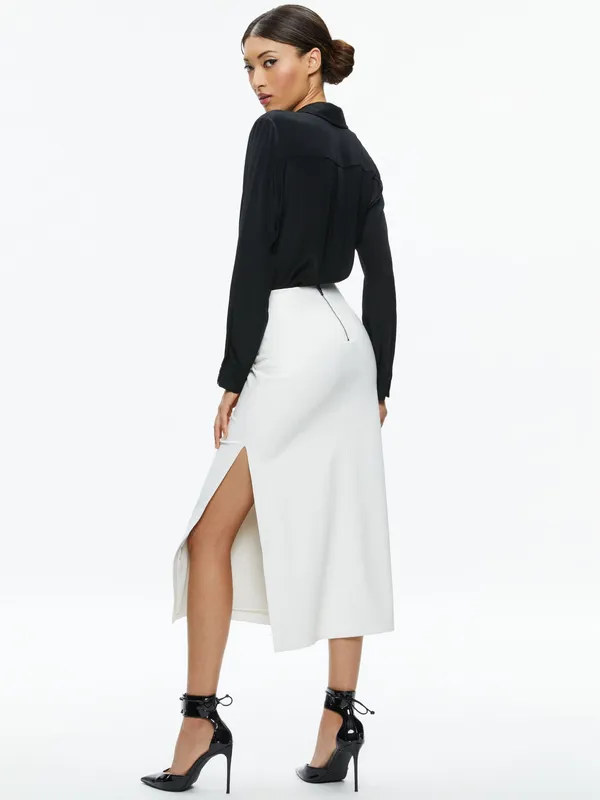 Alice + Olivia Maeve vegan leather midi skirt sz 8 G-19 - Image 4