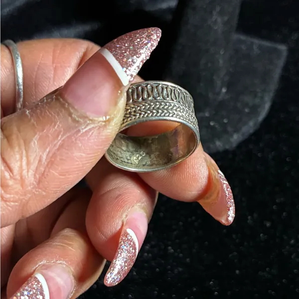 Woven pattern Sterling Silver Band Ring size 7.5 - Image 3
