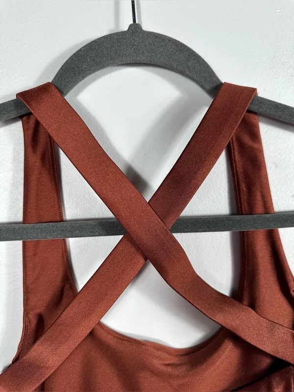 Free People Movement Shine Bright Crop Top Women’s XS Brown Built‎ Active Tank - Image 7