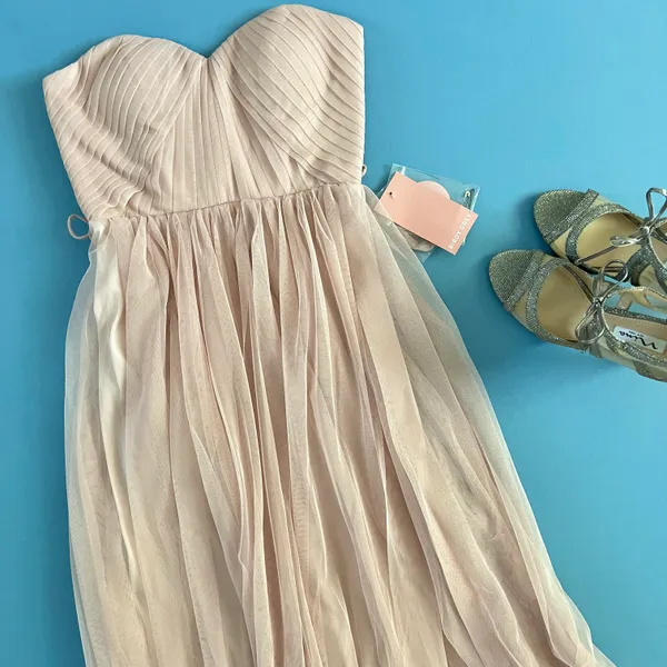 Birdy Grey NWT Christina Convertible Vintage Blush Pink Tulle Maxi Dress - Image 12