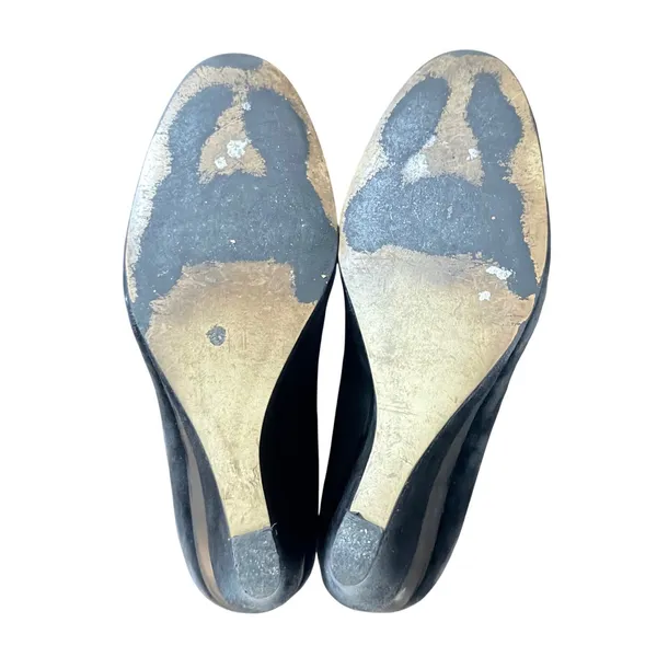 Franco Sarto Black Suede Wedge Pumps Round Toe Women's Shoes Size 8.5‎ - Image 6