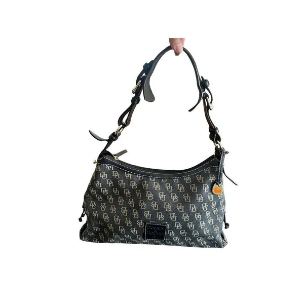 Dooney & Bourke Canvas Leather Hobo Shoulder Bag Vintage Y2K Monogram - Image 2