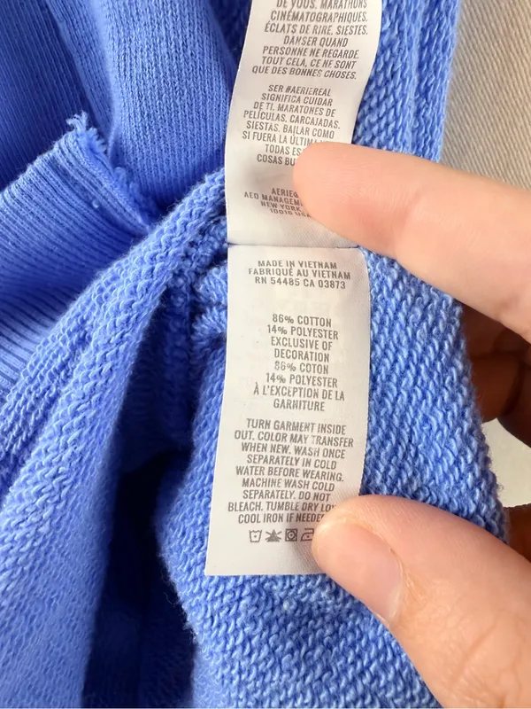 Aerie blue two piece sweatshirt and short set size large - Image 6
