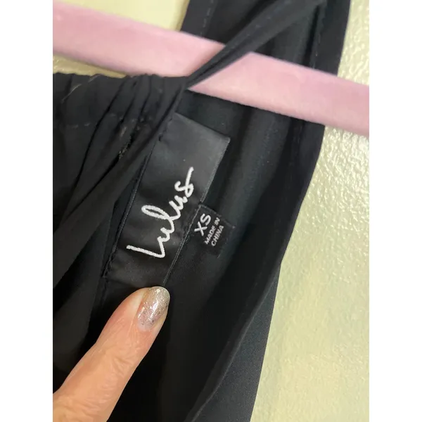 Lulus Essence of Style Black Maxi flowing skirt side slit Dress, size XS - Image 4