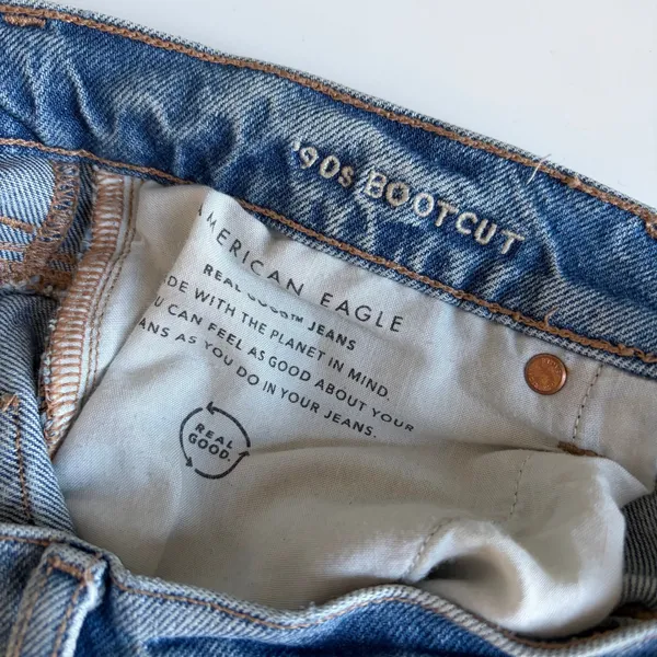 American Eagle '90s Bootcut Jean Faded Indigo Split Hem Y2K Streetwear‎ Size 4 - Image 9