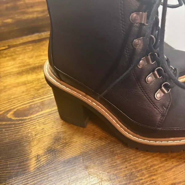 A New Day Black Heeled Lace‎ Up Boots Size 5.5 - Image 5