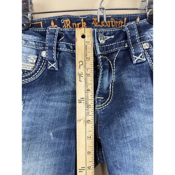 Rock Revival Jeans Womens 27 Effie Boot Cut Low Rise Rhinestone Flap Pockets - Image 11