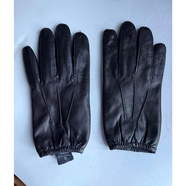 Italian Sheepskin Black Leather Gloves Size Small - Image 5
