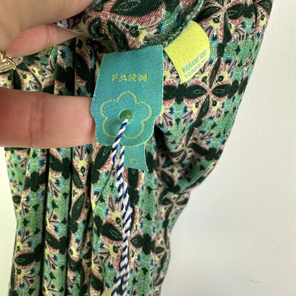 Farm Rio Green Floral Print Honolulu Wide Leg Pant Jumpsuit XS Anthropologie - Image 3