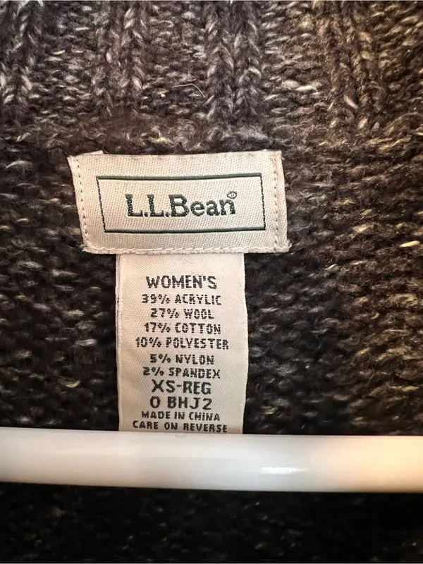 L.L. Bean Women’s Cable Knit Turtleneck Wool Cardigan Sweater Long Sleeve - Image 2