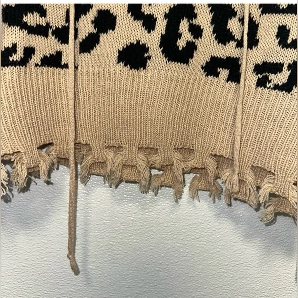 NWOT Willow moon‎ Tan and Black Leopard V-Neck Sweater - Image 6