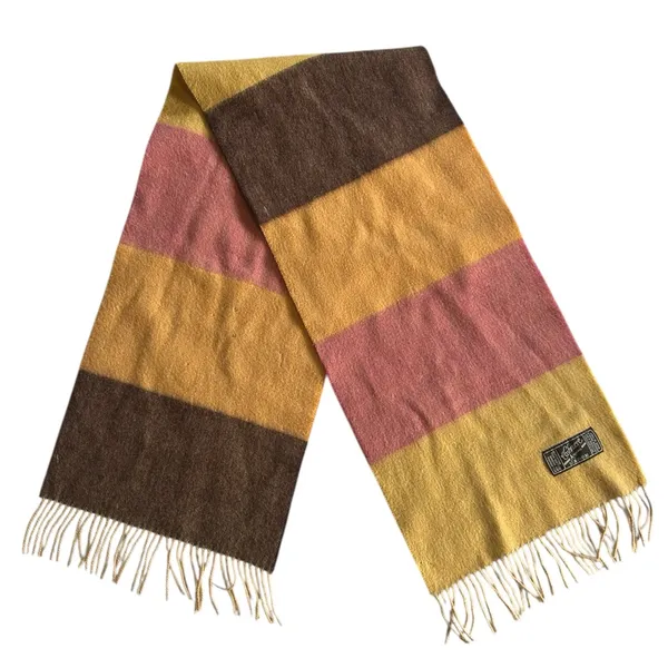 Vintage Cashmere Angora Wool Chunky Fringe Scarf Chocolate Brown - Image 4