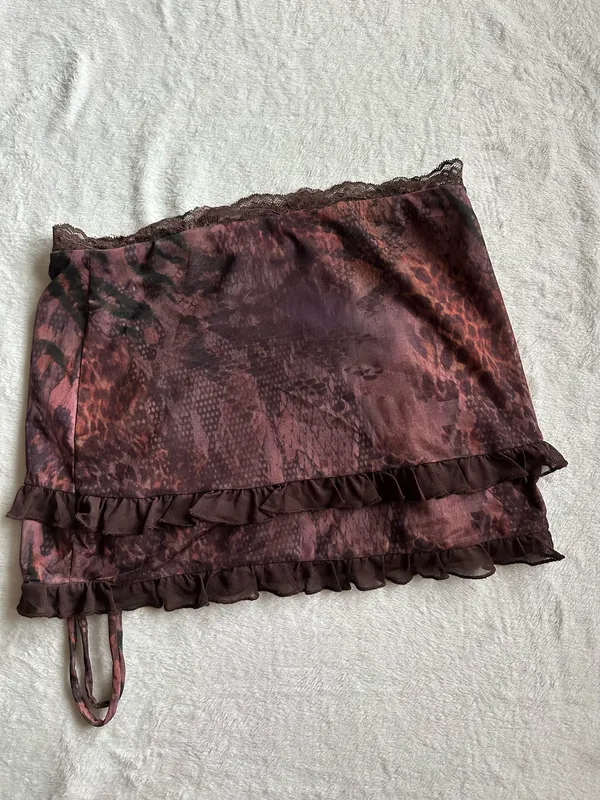 Outcast Clothing Natalie Mini Skirt Mauve Leopardo - Image 7