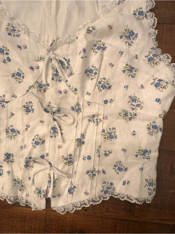 REFORMATION‎ Brenda Linen Floral Tank - Image 5