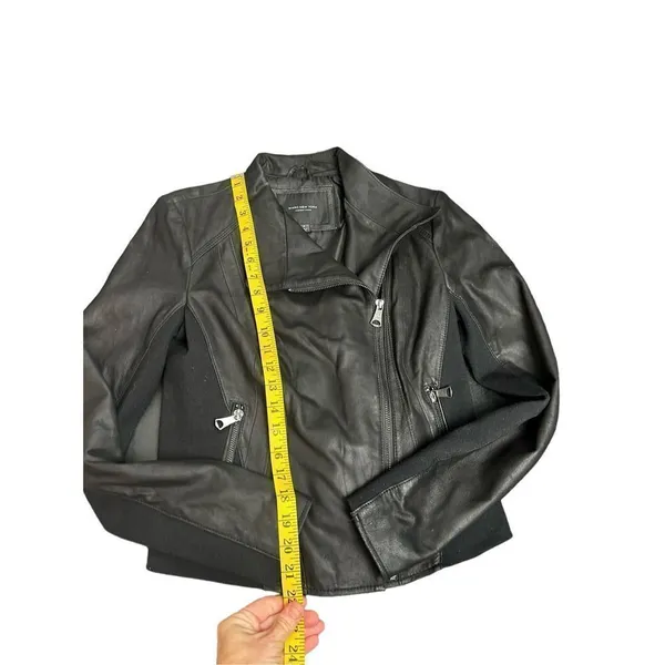 Women's S Andrew Marc New York Womens Black Leather Off Center Zip Jacket Coat p - Image 11