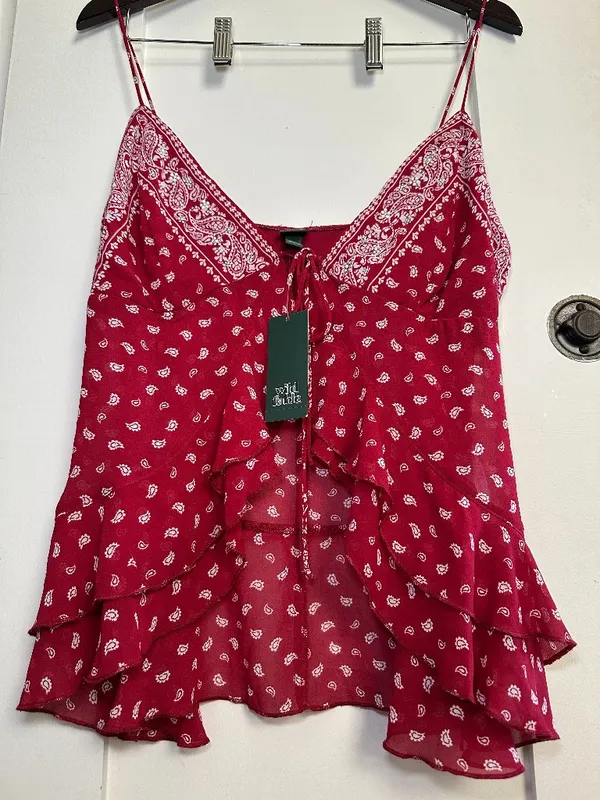 Wild Fable Red Paisley Bandana Rhinestone Cami Tank Top Medium NWT - Image 10