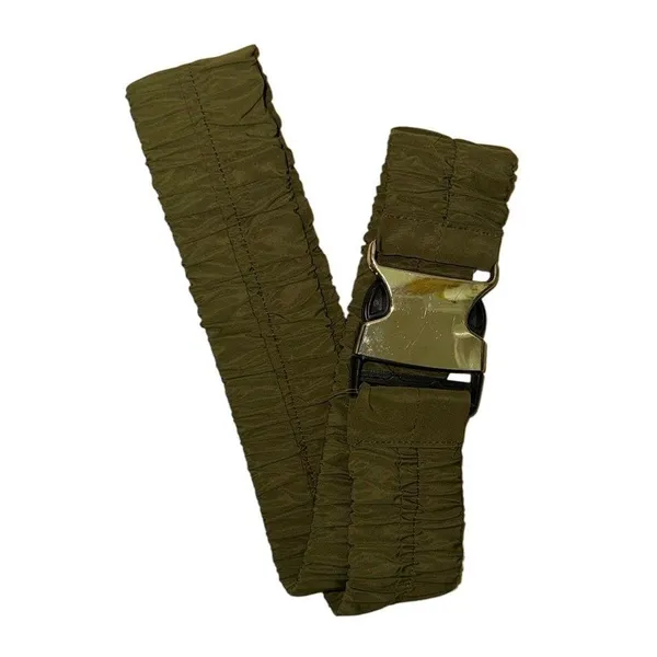 Vintage Olive Green Elastic Web Belt Silver‎ Quick Release Military Style 36.5" - Image 5
