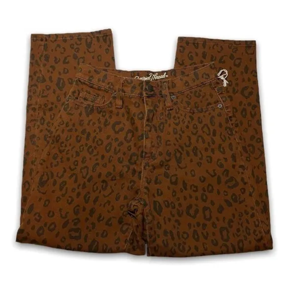 Universal Threads NWOT Brown Black Leopard Animal Print Straight Leg Jeans Ankle High Rise New - Image 3