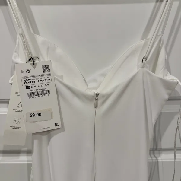 Zara White Ruched Midi Dress – Size XS – NWT - Image 6