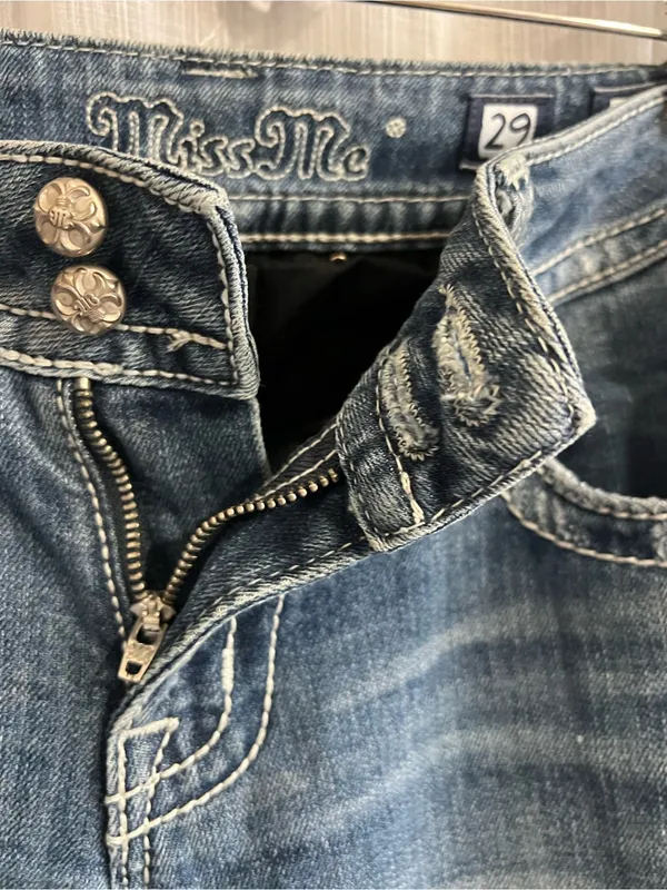 Miss Me Blue Distressed boot Jeans with Studded Pocket - Image 6
