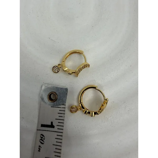 Sun Moon Huggie Hoop Earrings 18K Gold PVD Stainless Steel CZ Celestial Dangle - Image 7