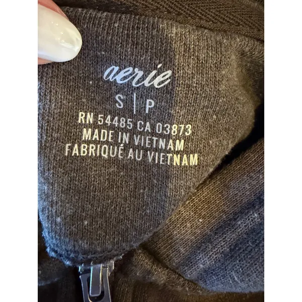 Aerie Quarter‎ Zip Hoodie Women Small Brown Gray Cropped Sweatshirt Athleisure - Image 7