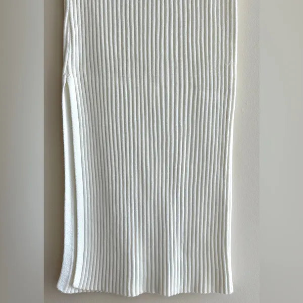 Amazon Women’s White Ribbed Sweater Midi Slit Skirt, Size Large - Image 7