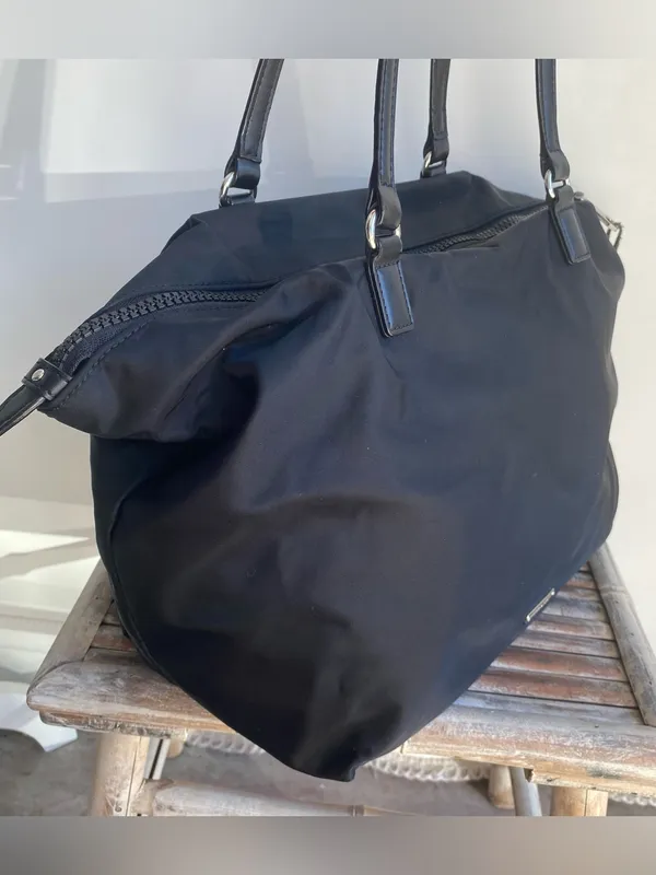 Rebecca Minkoff black nylon shoulder tote bag work office travel city minimalist - Image 13