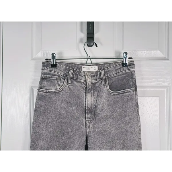 Abercrombie & Fitch The Mom High Rise Jeans 26 (2s) Gray Acid Wash 90s Grunge - Image 5