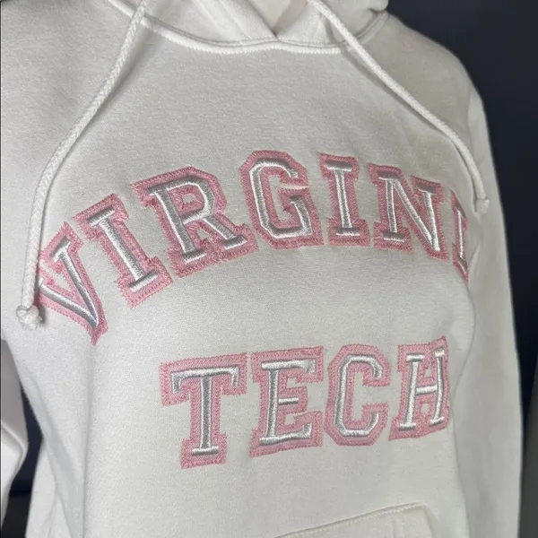 J. America Women’s Virginia Tech White College Hoodie Embroidered Size S NEW - Image 2