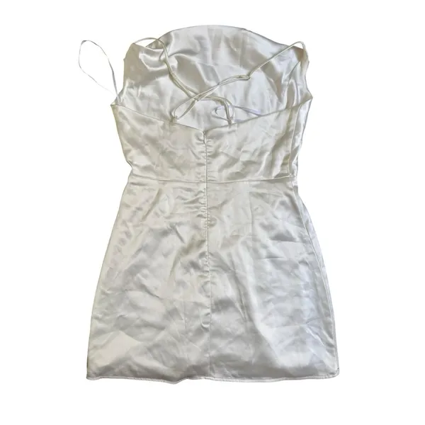 Lulus Luxe Reputation White Satin Sleeveless Cowl Neck Mini Dress Small - Image 4