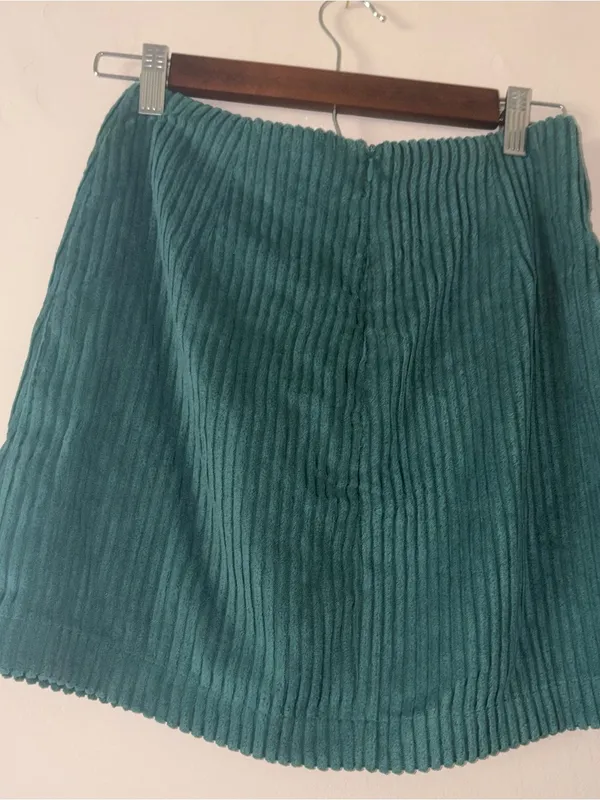 Lulu's Teal Corduroy A-Line Mini Skirt - Image 4