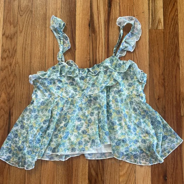 Wild Fable™ Women's Scoop Neck Chiffon Flutter Tank Top - Green Floral XL target - Image 4