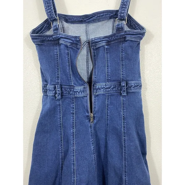 Free People Dark Indigo Denim Mini Dress Size L It has pockets on the sides. - Image 11