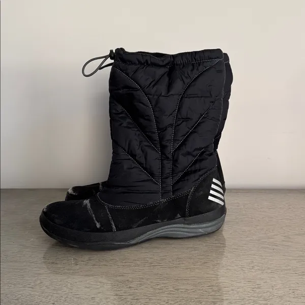 Lands' End Black Quilted Winter Boots Size 8.5B - Image 4