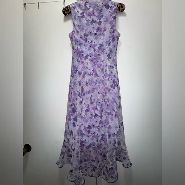 Vintage Dress Barn Y2K floral flutter fairy dress size 4 purple - Image 5