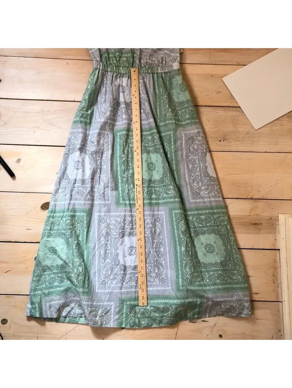 Universal Thread NWT Women's Green Gray Paisley Elastic Waist Maxi Dress Size XS - Image 8