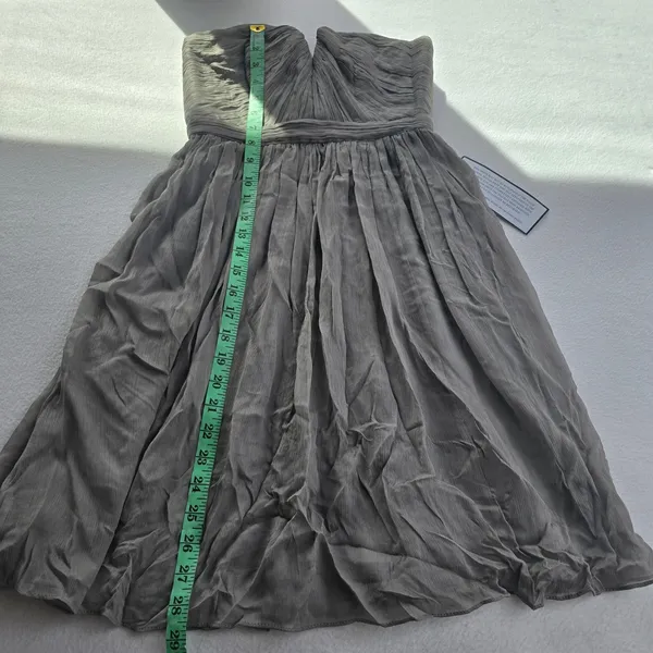 J. Crew NWT 47S Nadia Strapless Silk Chiffon‎ Dress Graphite Grey Notched Size 0 - Image 8