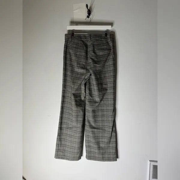 Loft High Waist Trouser Wide‎ Leg Gray Plaid Size 8 - Image 2