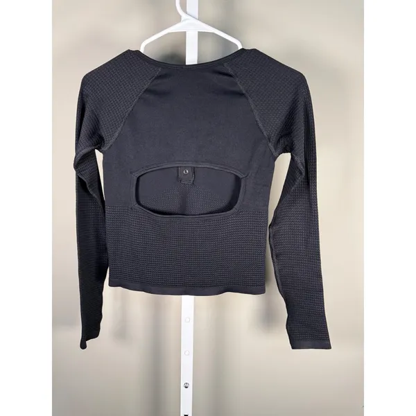FP‎ Movement Free People Bail Out Long Sleeve Henley Open Back Top Black M/L - Image 7