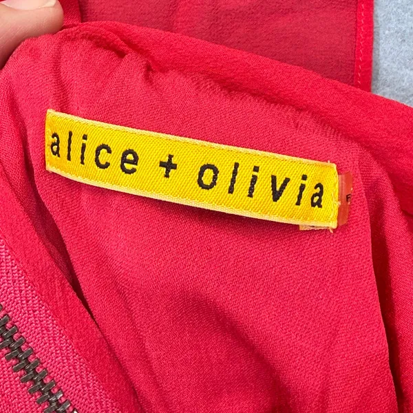 Alice + Olivia Red 100% Silk Bell Sleeve V-Neck Mini Dress C305530600 - Image 2
